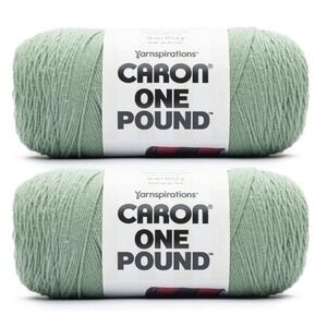Caron One Pound Yarn 2‎ Pack Soft Sage Green Acrylic Knitting Crochet 16 oz